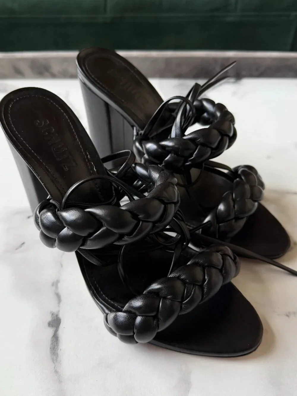 SCHUTZ Zarda Black Block Heel Sandals Size 7